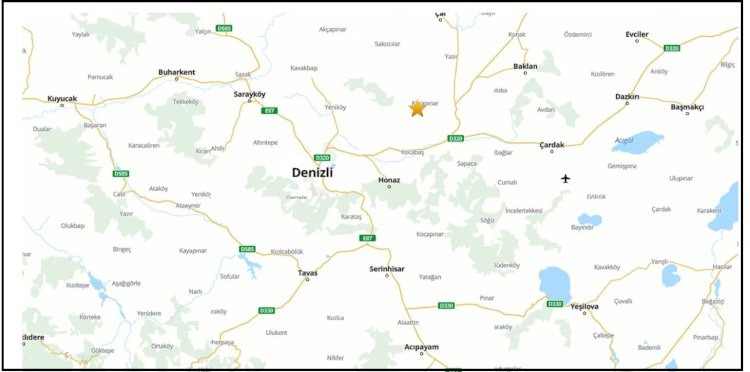 Denizli'de 3.6 Büyüklüğünde Deprem: AFAD Verilerine Göre Depremin Derinliği 7 Km